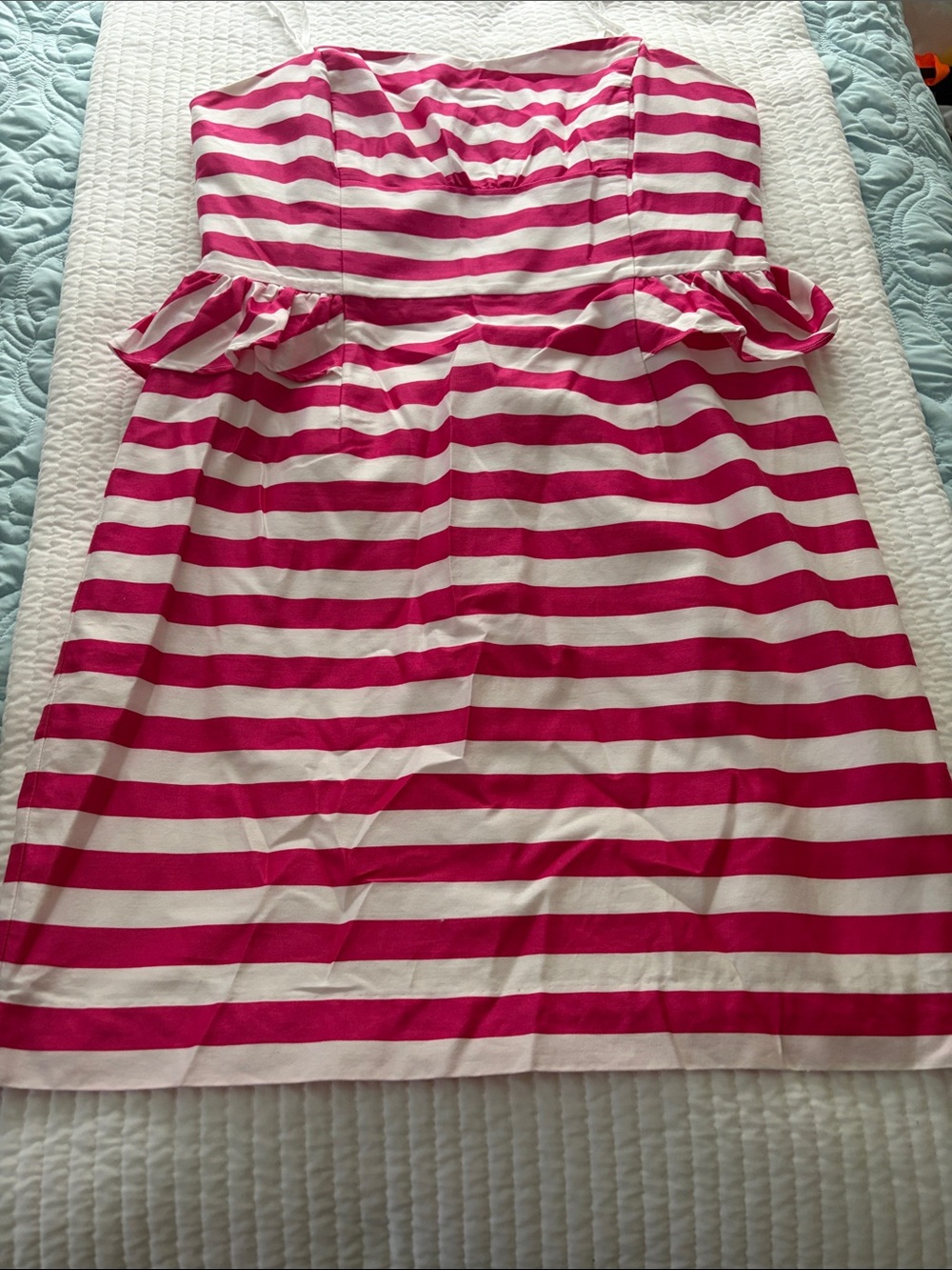 Lilly Pulitzer Pink and White Striped Cotton Peplum Dress
